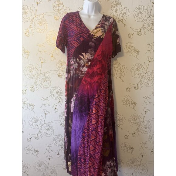 Soft Surroundings Maxi Dress Size Medium Long Line Tropical Floral Print 025 - Picture 2 of 6